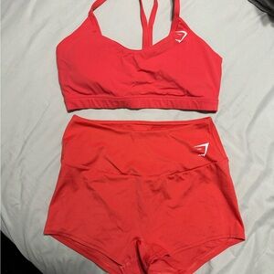 Gymshark Red Sports Bra & Shorts Set